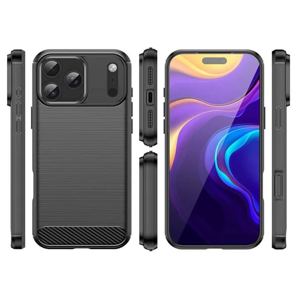 BÃ¸rstet silikone cover til Apple iPhone 17 Pro - Sort