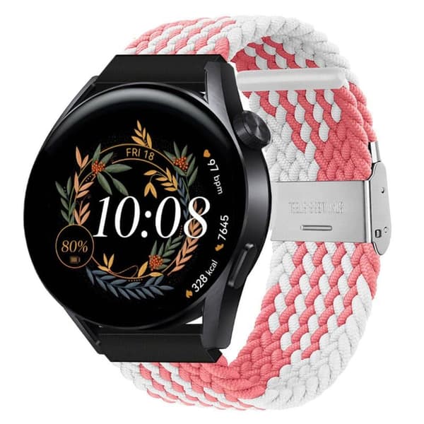 Flettet Elastisk urrem til Huawei Watch GT3 (42mm) - pinkwhite
