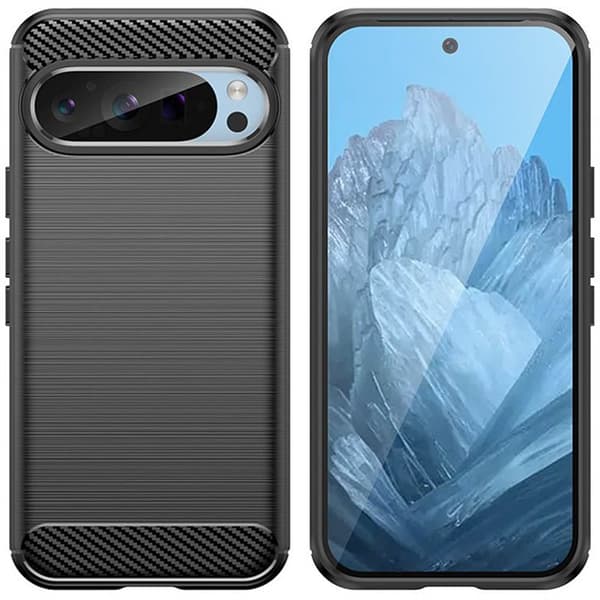 BÃ¸rstet silikone cover til Google Pixel 9 Pro - Sort