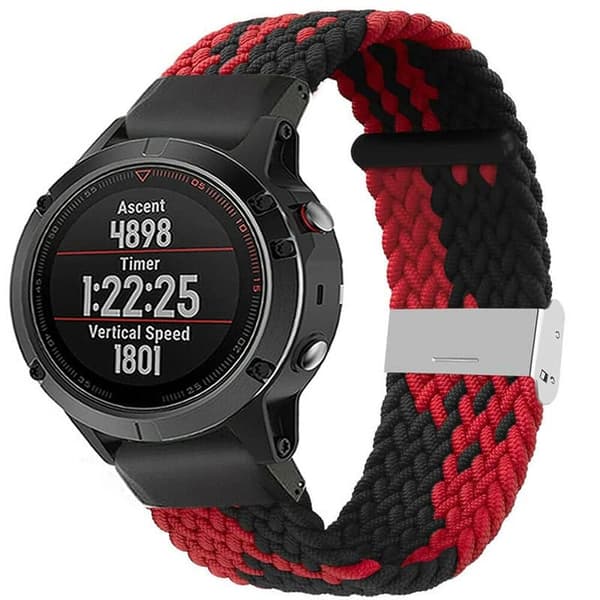 Flettet Urrem til Garmin Fenix 5 - Redblack
