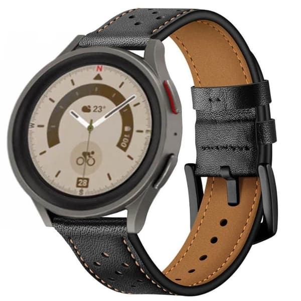 Urremslæder til Samsung Galaxy Watch 5 Pro (45mm) - Sort