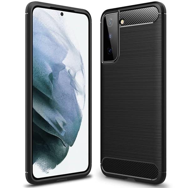 Børstet silikondeksel til Samsung Galaxy S21 Plus - Sort