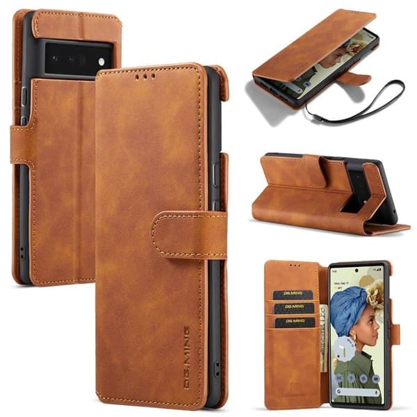 DG-Ming Wallet cover 3-kort til Google Pixel 6 Pro - Brun