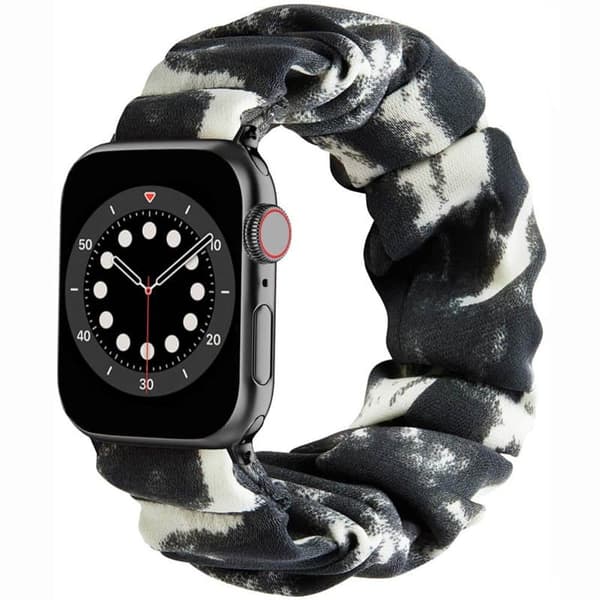 Scrunchie Elastic Urrem til Apple Watch 6 (40mm) - MÃ¸rkegrÃ¥/hv