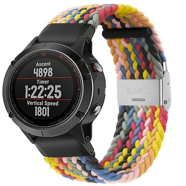 Flettet Urrem til Garmin Fenix 5 - Rainbow