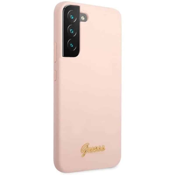 Guess silicone script metal logo Samsung Galaxy S23 - Pink