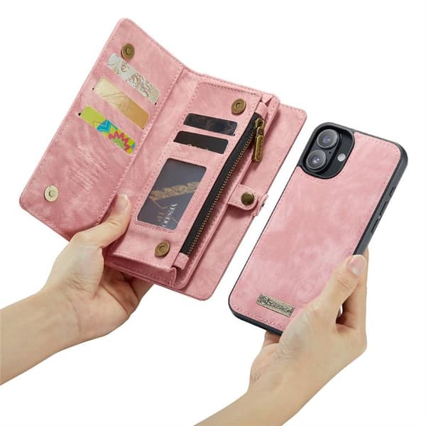 CaseMe mobildeksel 008 8-kort til Apple iPhone 16 Plus - Rosa