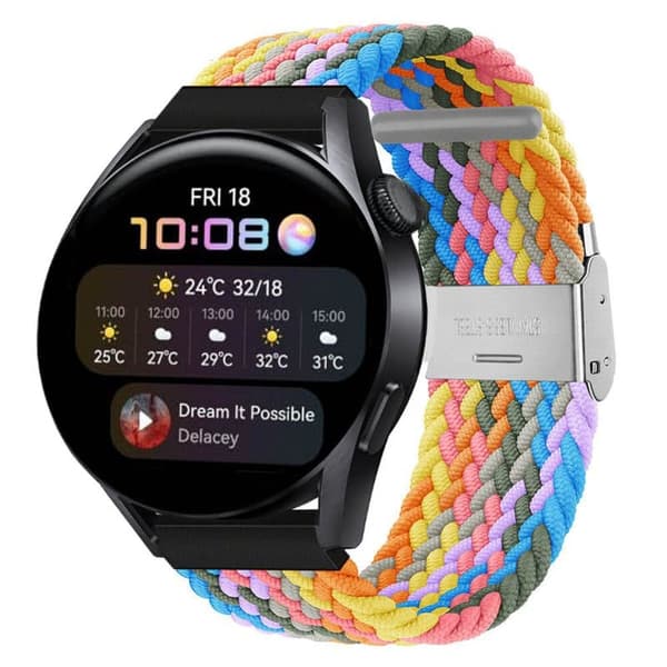 Flettet Elastisk urrem til Huawei Watch 3 (46mm) - light rainbow