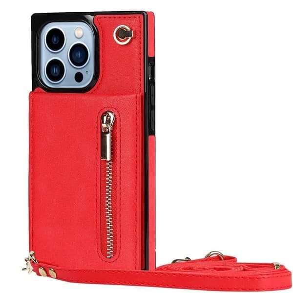 Zipper kaulakorukotelo Apple iPhone 13 Pro - Punainen