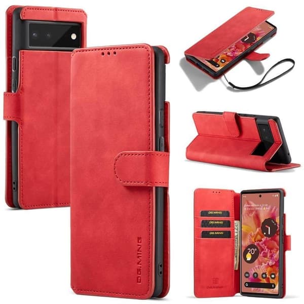 DG-Ming Wallet cover 3-kort til Google Pixel 6 - Rød