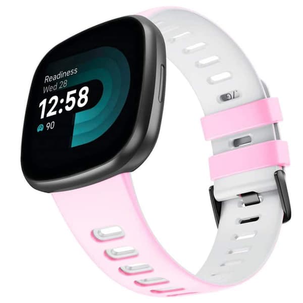 Twin Sport urrem til Fitbit Versa 4 - LyserÃ¸d/hvid