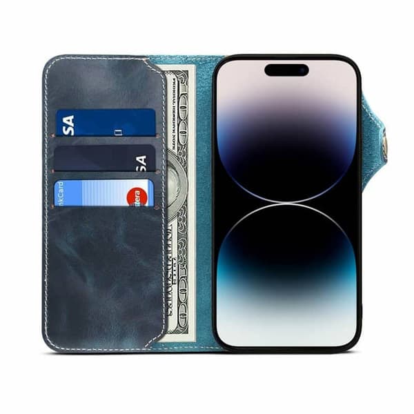 Denior mobilfodral läder till Apple iPhone 14 Pro Max - Blå