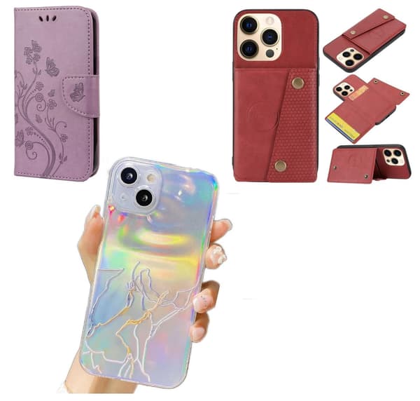3-pak iPhone 13 Pro Max. 1 tegnebogsfodral og 2 bagcovers