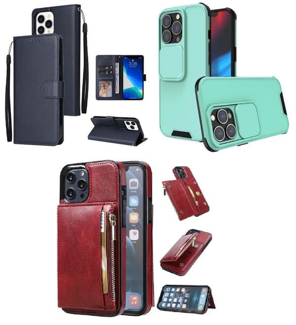 3-Pack Iphone 13 Pro . 1 Plånboksfodral o 2 Bakskal