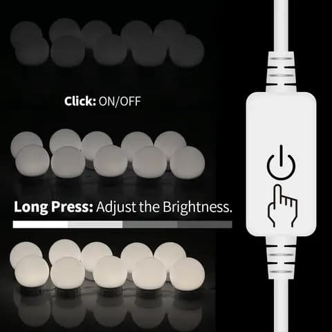10 stk LED-lamper for sminkespeil m/dimmer
