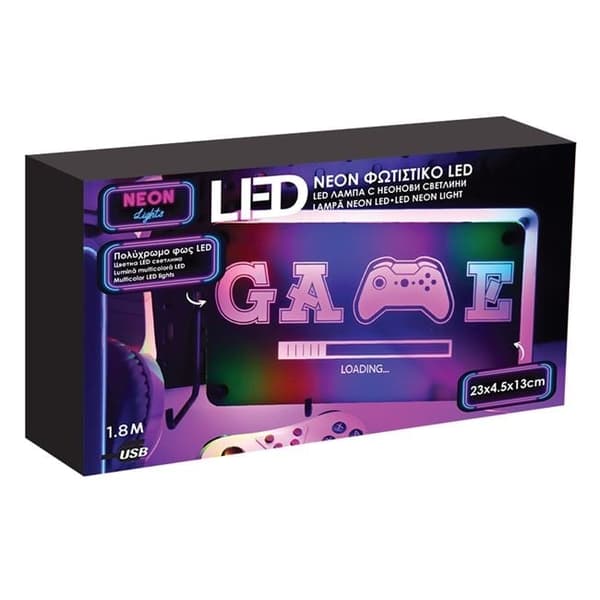 Usb Led Multifarvet \"GAME LOADING\" Natlampe. 23cm x 13cm
