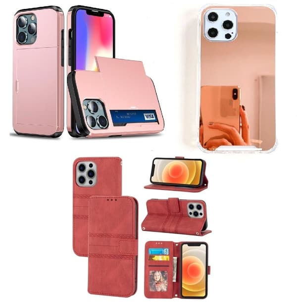 3-pak iPhone 13 Pro Max. 1 Pung etui og 2 Bagside covers