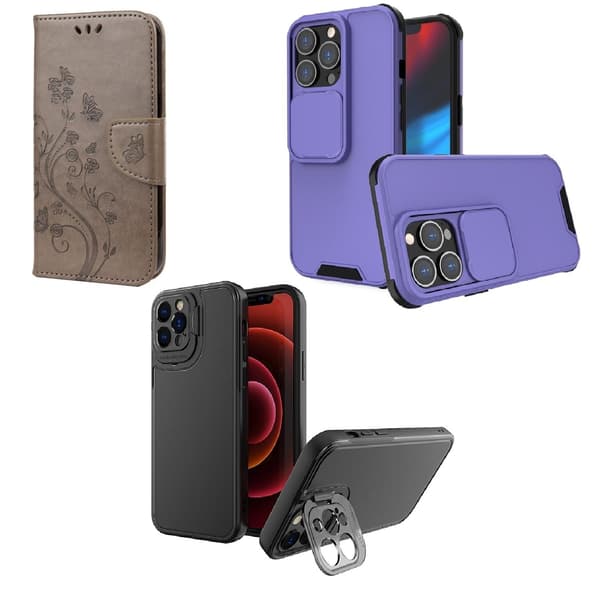 3-pak iPhone 13 Pro Max. 1 tegnebogsfodral og 2 bagcovers
