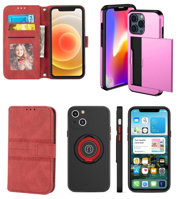 3-Pack IPhone 13 .1 Plånboksfodral o 2 Bakskal