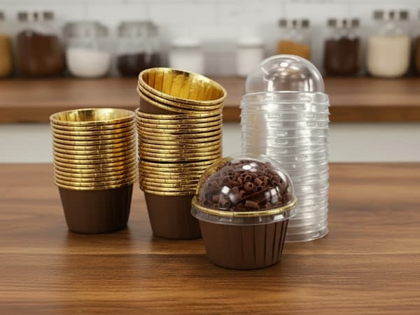 Muffinsform med Lock 25st Cupcakesform Aluminium Kaffebrun