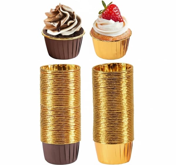 Muffinsform med Lock 30st Cupcakesform Aluminium  Kaffebrun & Guld