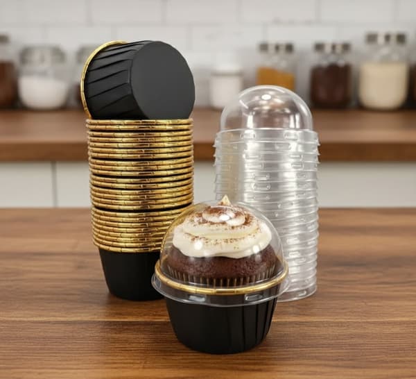 Muffinsform med Lock 25st Cupcakesform Aluminium Svart