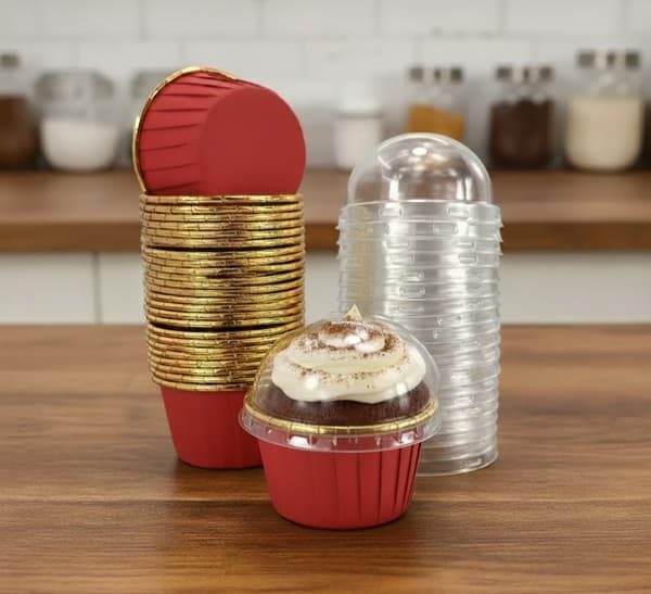 Muffinsform med Lock 25st Cupcakesform Aluminium Röd