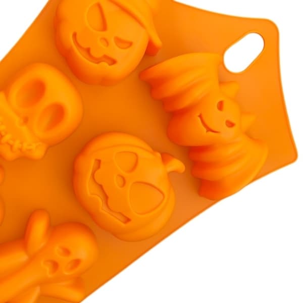 Silikonform för Halloween–6 roliga designer inklusive pumpor, spöken & döskallar