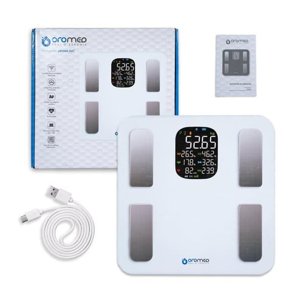 Badevægt - Oromed - ORO-BLUETOOTH SMART - Kropsanalyse - Bluetooth - Hvid