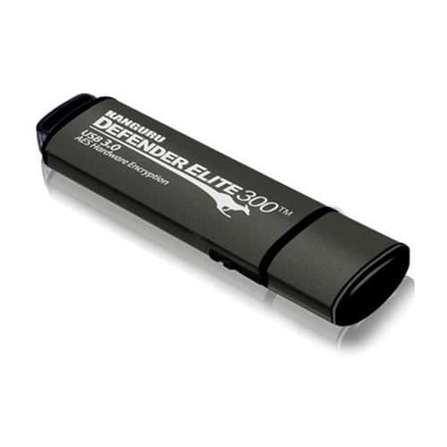 Kanguru Defender Elite300 USB-nøgle - 128 GB - USB 3.0 - Kapsel - Sort, Grå