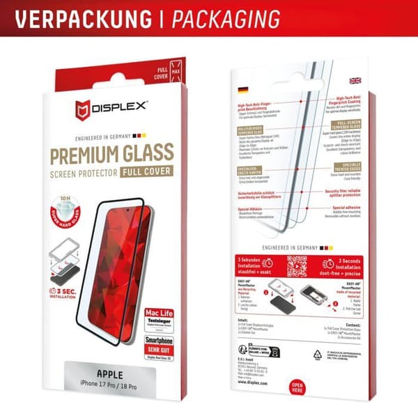 Premium skærmglas - DISPLEX - Til iPhone 17 Pro/18 Pro