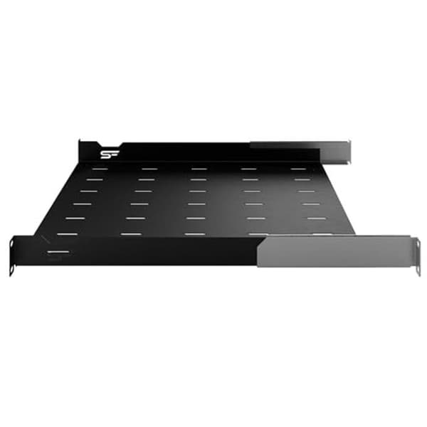 Server Rack Hylde 1U Justerbar - 19 Tommer til IT Skab - Kulstofstål - Rackmontering - Sort 1U 450mm