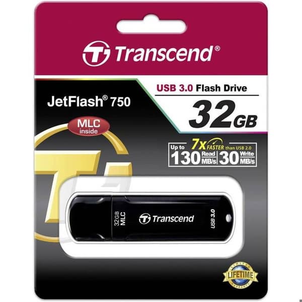TRANSCEND JETFLASH 750 USB-nøgle - 32 GB - Sort