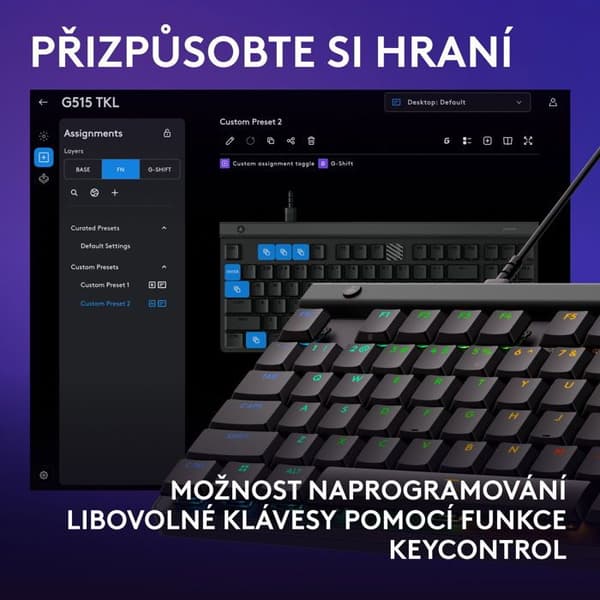 Spil-tastatur - Logitech - G515 TKL - Mekanisk - USB-C - Sort Taktile