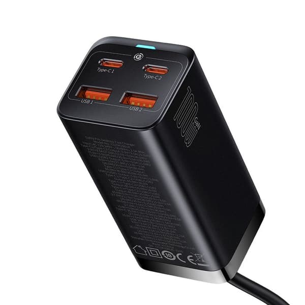 BORDLADER BASEUS GAN 3 PRO, 2C+2U, 100W, EU VERSION, FARVE: SORT.