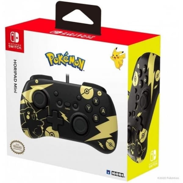 Spilcontroller - HORI - Mini Pokemon Controller - Sort og Guld - Kablet - Nintendo Switch