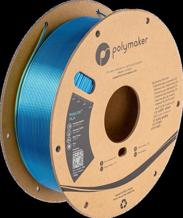 Filament - POLYMAKER - PolyLite PLA Silk Chameleon Gul-Blå - 1.75mm - 1kg - Silk multicolor