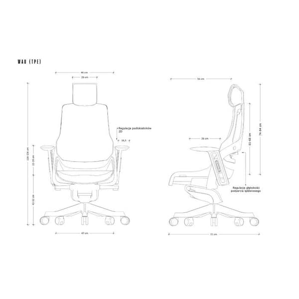 Wau TPE-8 kontorstol i grå/sort elastomer
