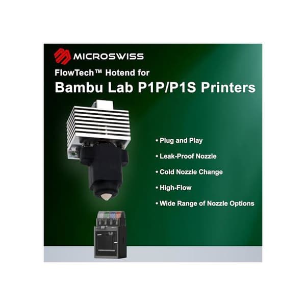 Hotend FlowTech til 3D-printer - Micro-Swiss - Forkromet messing - Bondtech CHT dyser - 50 mm³/sec