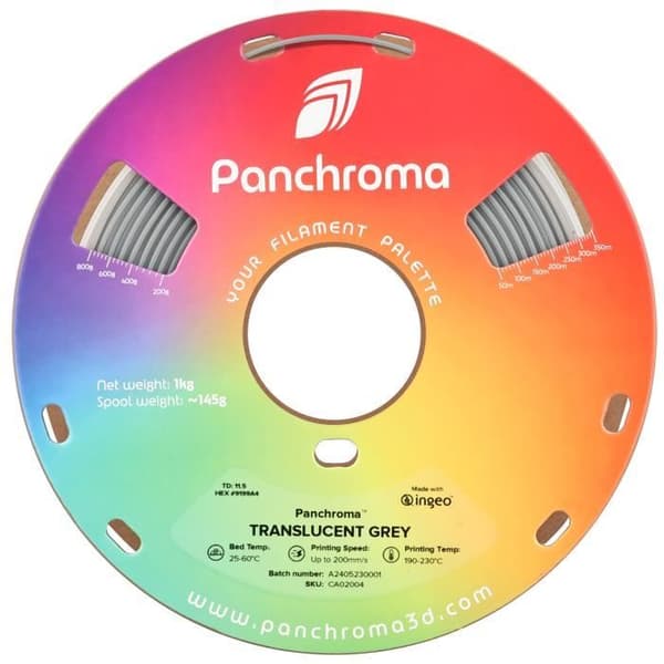 Filament 3D - Polymaker - PolyTerra PLA - Grå Translucent - 1,75 mm - Bæredygtig Bioplast