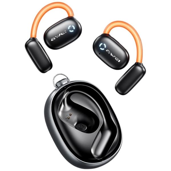 Bluetooth headset 5.4 AWEI TZ13 ANC med dockingstation Sort