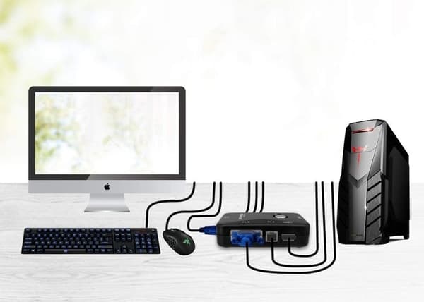 KVM-växlar 2x1, 3xUSB, HUB BOX