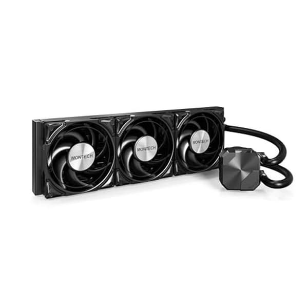 MONTECH HyperFlow Silent 360 Black – Ultra stille AIO væskekøler til processor, pumpe 3100 omdr./min, triple
