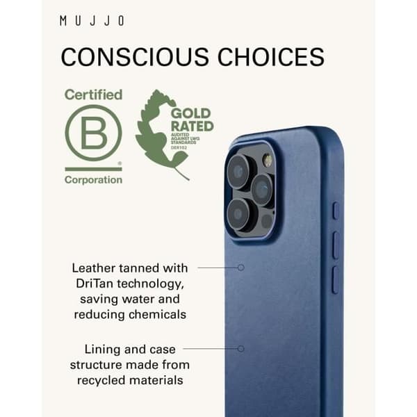 Läderfodral iPhone 16 Pro - Blå Mujjo