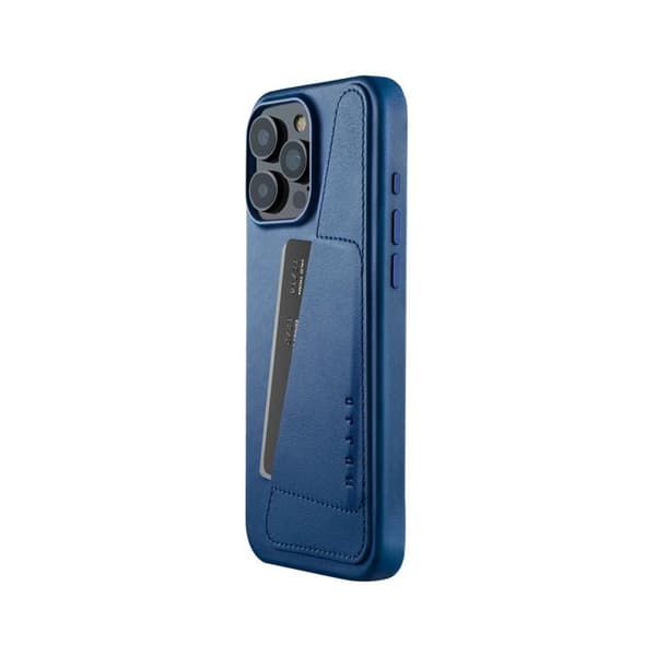 Mujjo Läder Plånbok för iPhone 16 Pro Max - Blå - MUJJO-CL-056-BL