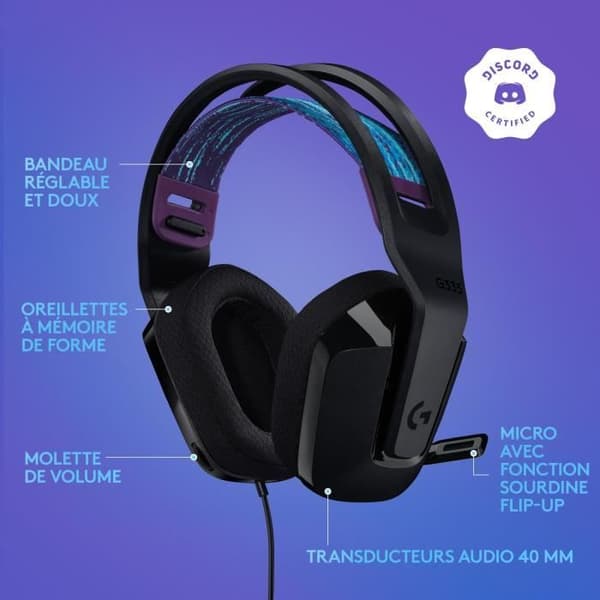 Gaming headset - Wired - Logitech G - G335 - PS5, PS4, Xbox, Switch, PC - Black