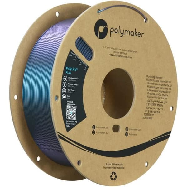 Filament PLA - POLYMAKER - PolyLite PLA Starlight (Twilight) - Multifarvet - Starlight-effekt - Nem at printe