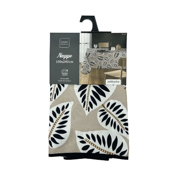 Rektangulär duk 150 x 240 cm polyester tryckt Alma Noir