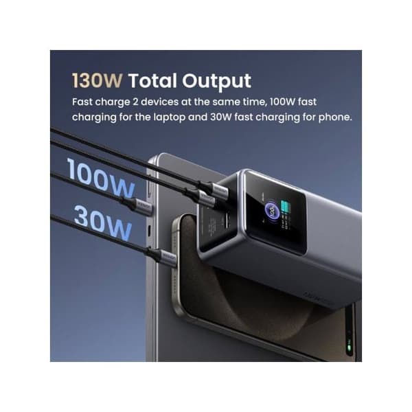 Extern batteri - Ugreen - 20000mAh - 130W - USB-C - Anodiserad grå