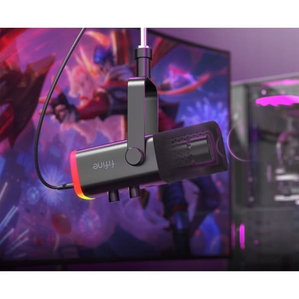 Microfon pc Fifine dynamisk studio mikrofon PnP til videospil AM8 AMPLIGAME USB/XLR RGB